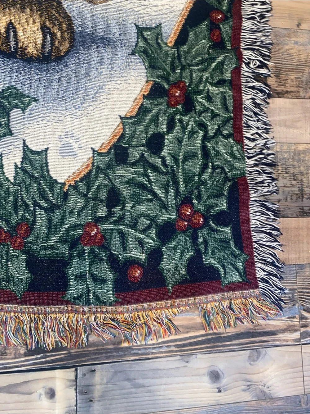 Boyds Bears 1997 Christmas Holiday Teddy Bear Woven Throw